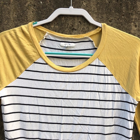 Maurices Mustard Striped Baseball Tee - Picture 3 of 8
